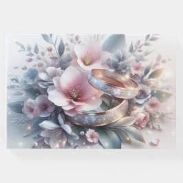 の結婚リングや輪と花 ゲストブック
