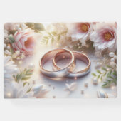 の結婚リングや輪と花 ゲストブック (裏面)
