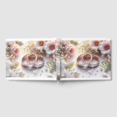 の結婚リングや輪と花 ゲストブック (全面)