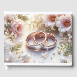 の結婚リングや輪と花 ゲストブック
