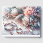 の結婚リングや輪と花 ゲストブック (裏面)