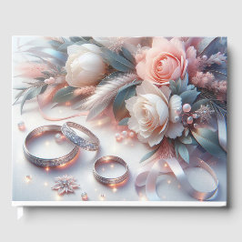 の結婚リングや輪と花 ゲストブック