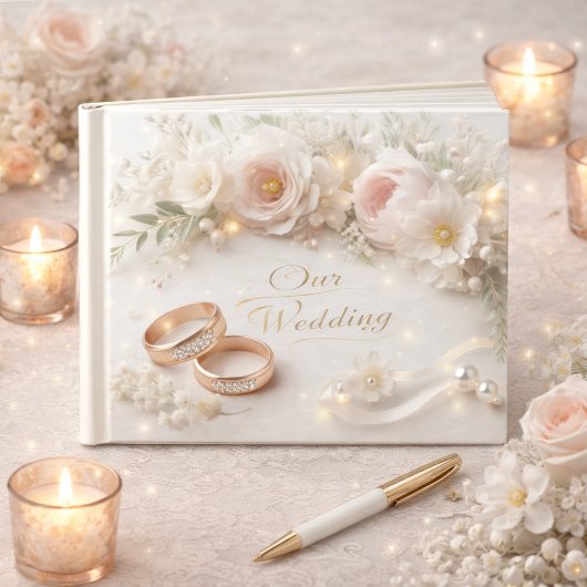 の結婚リングや輪と花 ゲストブック