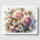 の結婚リングや輪と花 ゲストブック (裏面)