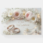 の結婚リングや輪と花 ゲストブック (裏面)