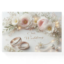 の結婚リングや輪と花