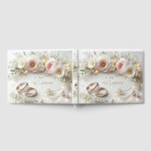 の結婚リングや輪と花 ゲストブック (全面)