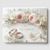 の結婚リングや輪と花 ゲストブック (裏面)