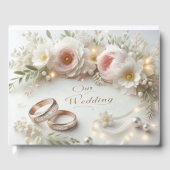 の結婚リングや輪と花 ゲストブック (正面)