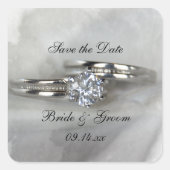 の結婚リングや輪グレー日付を保存 スクエアシール (正面)
