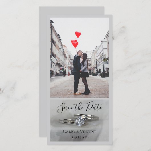 の結婚リングや輪グレー日付を保存 セーブザデート (正面/裏面)