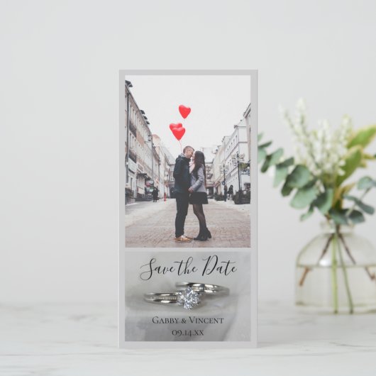 の結婚リングや輪グレー日付を保存 セーブザデート (スタンド正面)