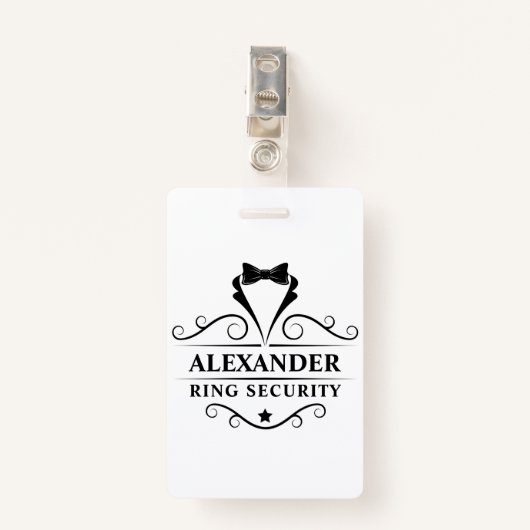 の結婚リングや輪セキュリティ黒Tuxedoネクタイ バッジ (正面クリップ)