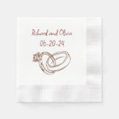 の結婚リングや輪テーブルナプキンス 縁ありカクテルナプキン (正面)