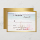 の結婚リングや輪ビーチRSVPカード 出欠カード (正面/裏面)