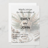 の結婚リングや輪フローラ結婚 招待状 (正面/裏面)