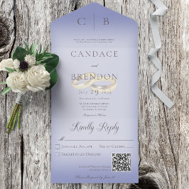 の結婚リングや輪モダンPeriwinkle QRコード オールインワン招待状