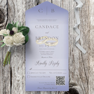 の結婚リングや輪モダンPeriwinkle QRコード オールインワン招待状