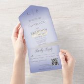 の結婚リングや輪モダンPeriwinkle QRコード オールインワン招待状 (貼ってはがせる)