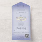 の結婚リングや輪モダンPeriwinkle QRコード オールインワン招待状 (内側)