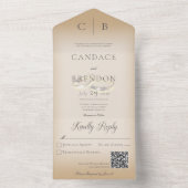 の結婚リングや輪モダンTan QRコード オールインワン招待状 (内側)