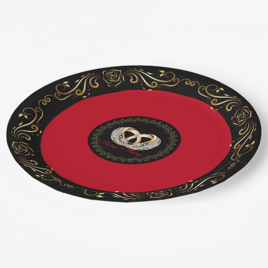 の結婚リングや輪名前をカスタムする9"紙プレート ペーパープレート (アングル)