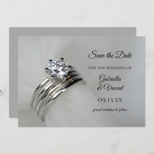 の結婚リングや輪結婚の日付を保存 セーブザデート (正面/裏面)