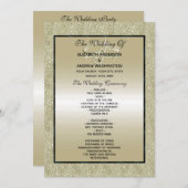 の結婚リングや輪、金ゴールドグリッター結婚式 プログラム (正面/裏面)