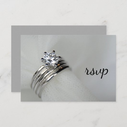 の結婚リングや輪RSVP応答カード 出欠カード (正面/裏面)