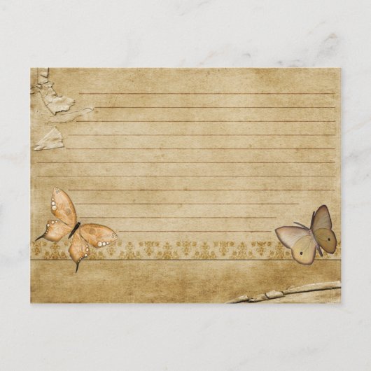 の結婚レシピカードヴィンテージ蝶 ポストカード (正面)