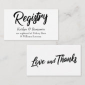 の結婚レジストリカーはっきりしたド（手書きスクリプト付き） エンクロージャーカード (正面/裏面)