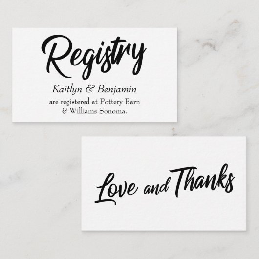 の結婚レジストリカーはっきりしたド(手書きスクリプト付き) エンクロージャーカード (正面/裏面)