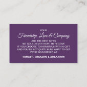 の結婚レジストリカード – 紫/プラムつる植物 エンクロージャーカード (裏面)