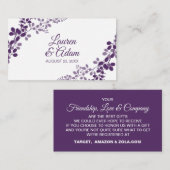 の結婚レジストリカード – 紫/プラムつる植物 エンクロージャーカード (正面/裏面)