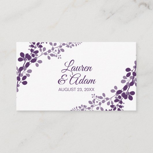の結婚レジストリカード – 紫/プラムつる植物 エンクロージャーカード (正面)