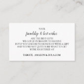 の結婚レジストリカード – Nadine – 黒 エンクロージャーカード (裏面)