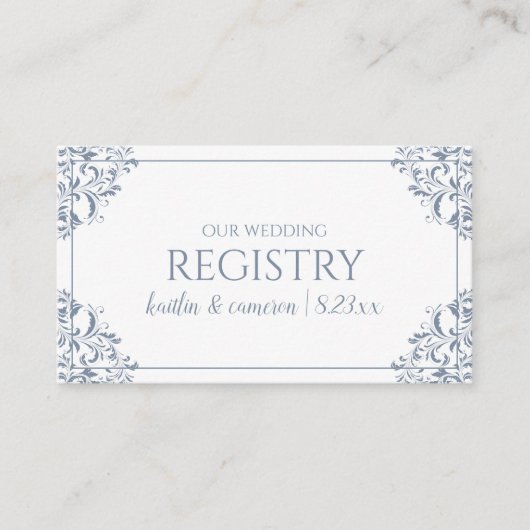 の結婚レジストリカード – Nadine - Dusty Blue エンクロージャーカード (正面)
