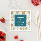 の結婚レトロ花Groovy 70s Boho スタンダードカクテルナプキン (インサイチュ)