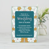 の結婚レトロ花Groovy 70s Boho 招待状 (スタンド正面)