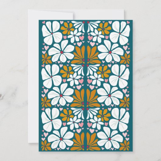 の結婚レトロ花Groovy 70s Boho 招待状 (裏面)