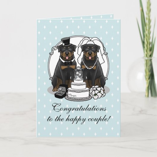 の結婚ロットワイラー – 笑顔の赤ちゃんの可愛い漫画 カード (正面)