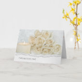 の結婚ローズブーケとロウソク カード (黄色い花)