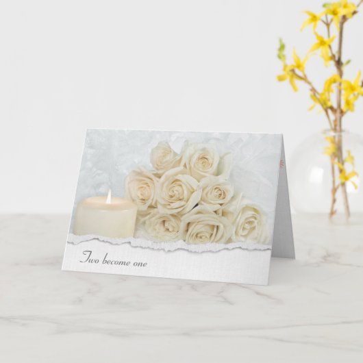 の結婚ローズブーケとロウソク カード (黄色い花)