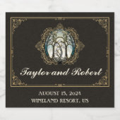 の結婚ワきらめくインラベルアールヌーボーステンドG スパークリングワインラベル (シングルラベル)