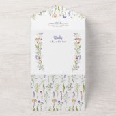 の結婚ワイルドフラワーフローラ招待状とRSVP オールインワン招待状 (外側)