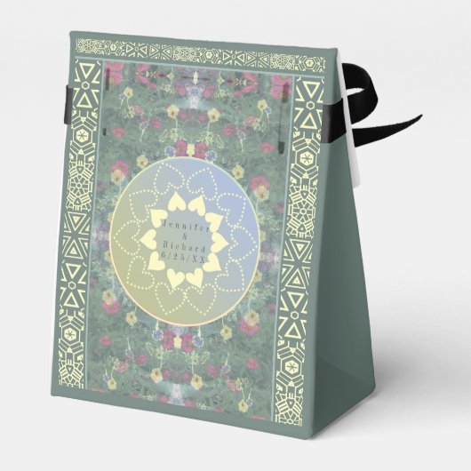 の結婚ワイルドフラワーマンダラ付き/カップル+日付 フェイバーボックス (裏面サイド)