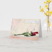 の結婚ワインとバラおめでとうカード カード (黄色い花)