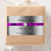 の結婚ワインウォーターラベル紫のリボン&花 ラベル (インサイチュ)