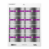 の結婚ワインウォーターラベル紫のリボン&花 ラベル (フルシート)