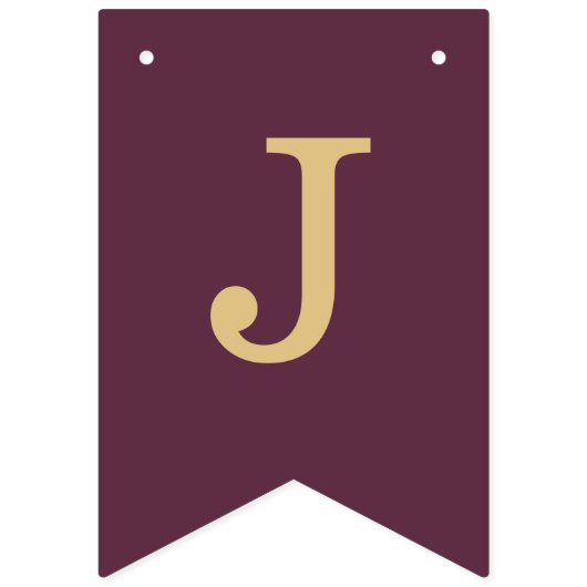 の結婚ワインカラー黄金の新郎新婦の名前シンプル バンティングフラッグ (第1の旗)